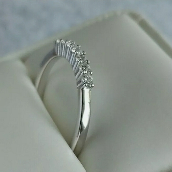 🆕️ $950  14K White Gold Simulated Round Half Eternity Band - Picture 7 of 7